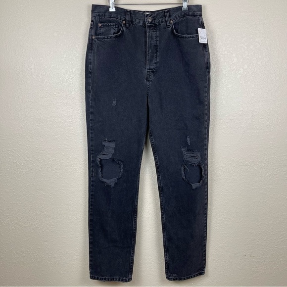 Free People We the Free The Lasso High Waist Straight Leg Jean Black Size 31 - Picture 2 of 15